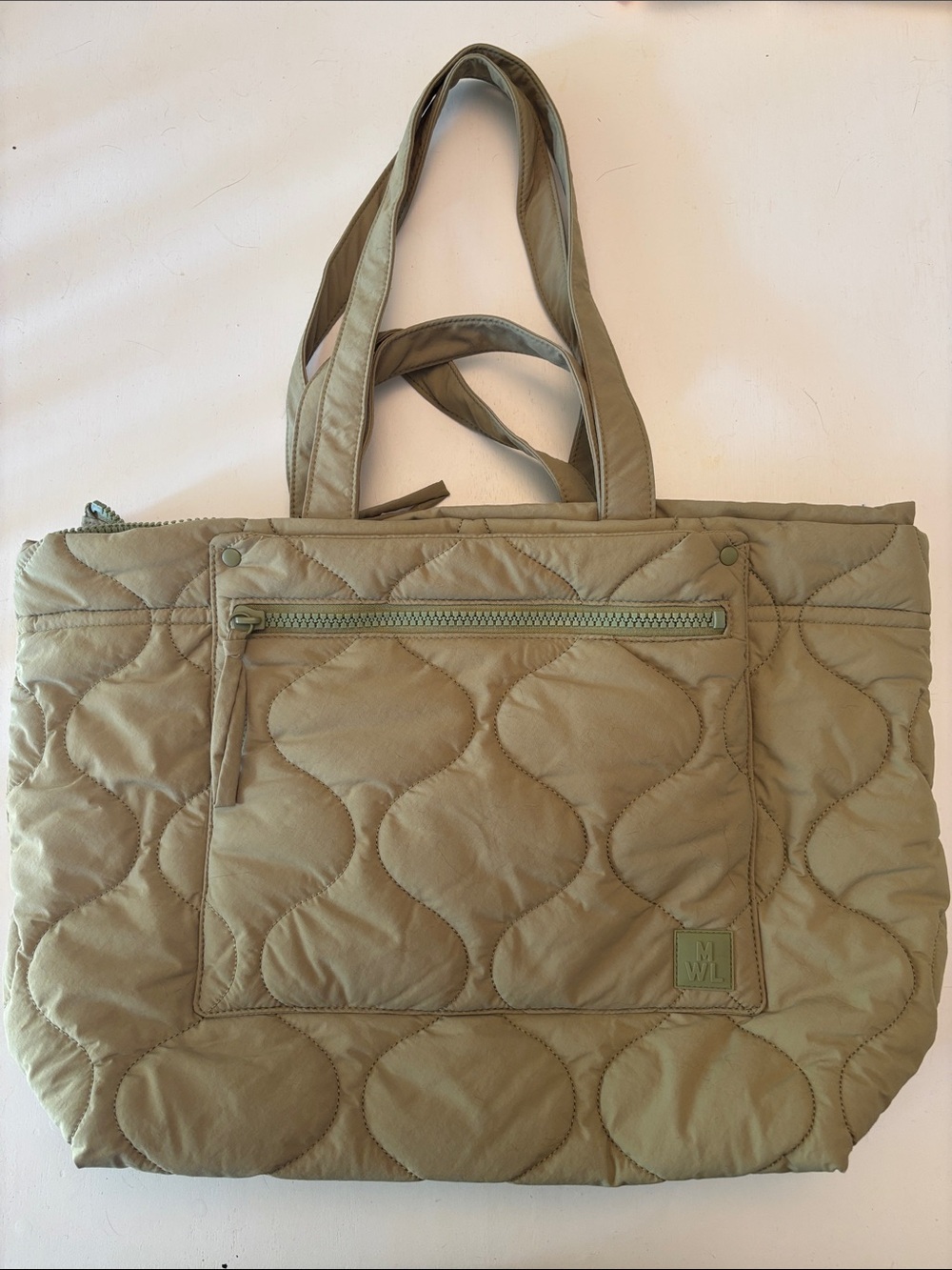 Madewell Quilted Puffer Tote Bag in Green